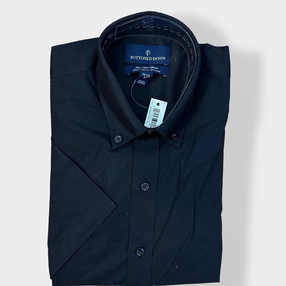 Buttoned Down Brand New Black‎ Short Sleeve Dress Shirt